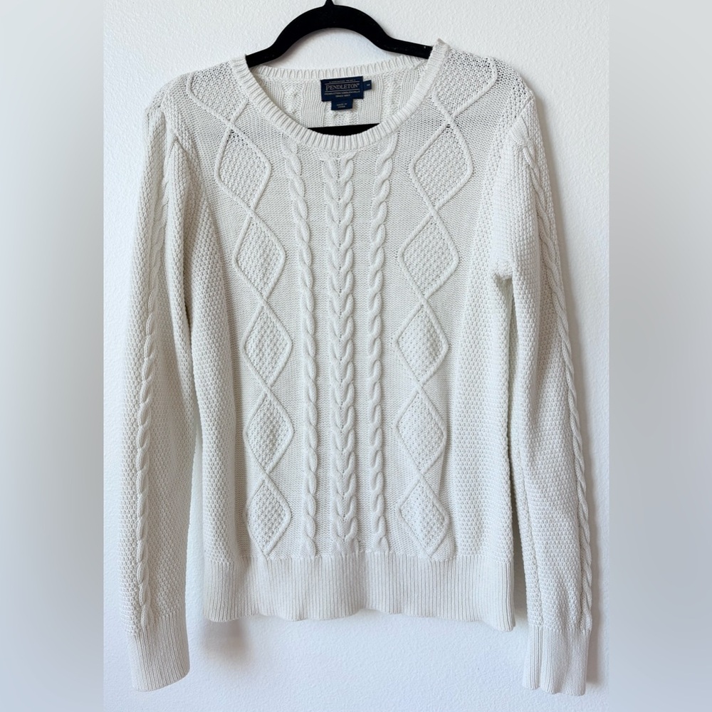 Pendleton Women's Ivory Cable Knit Sweater